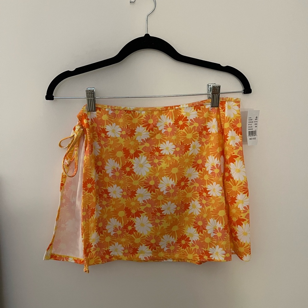 PacSun Orange Floral Cover Up Skirt